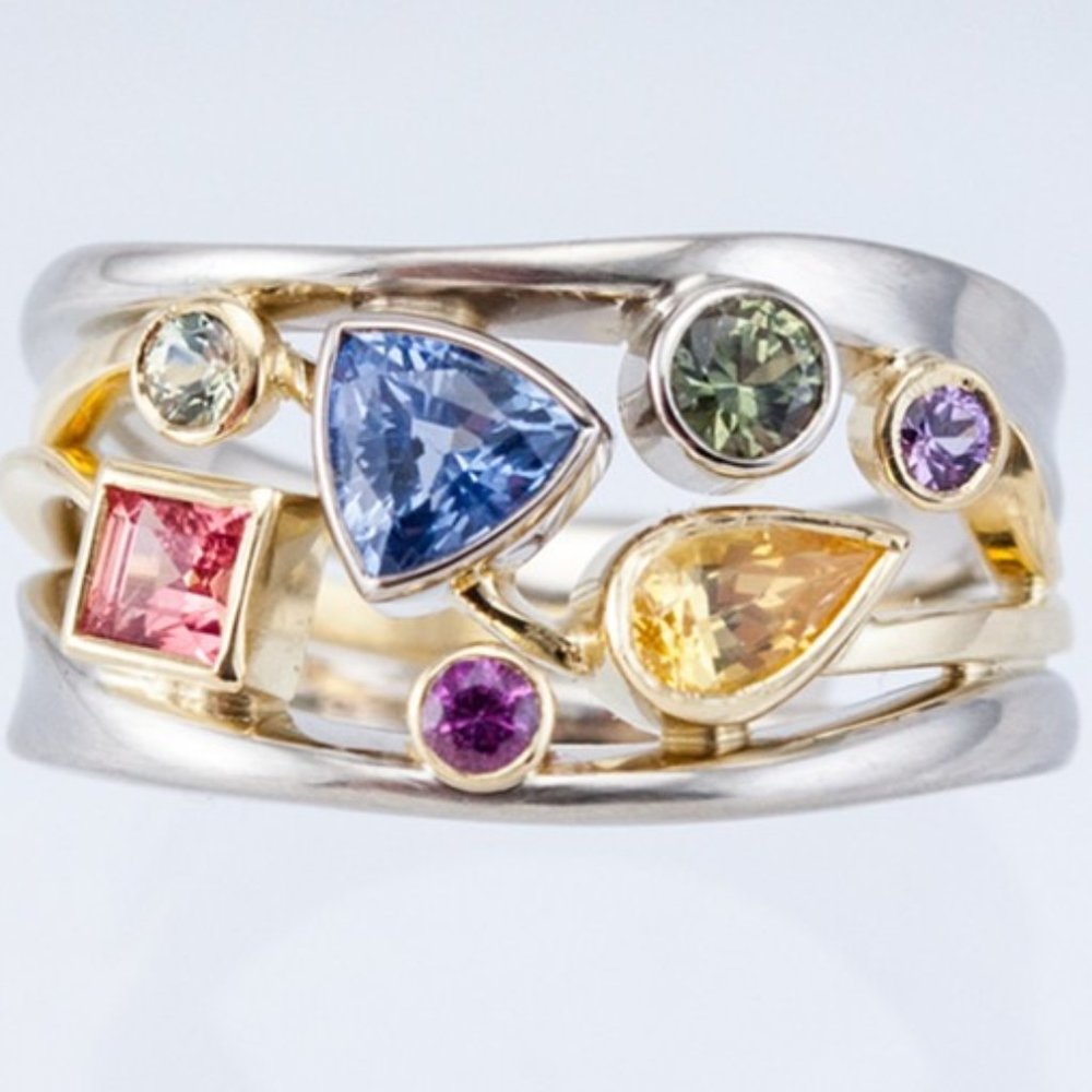 💍Multi Color Stone 925 Silver Ring for Women, F032 (LIMITED EDITION!!) - Picture 2 of 7